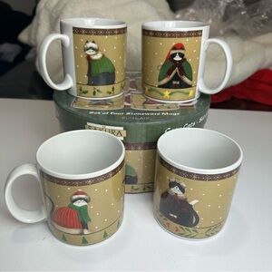 Sakura Cozy Cats Fiddestix Vintage Four Christmas Cats Mugs Dishwasher Safe